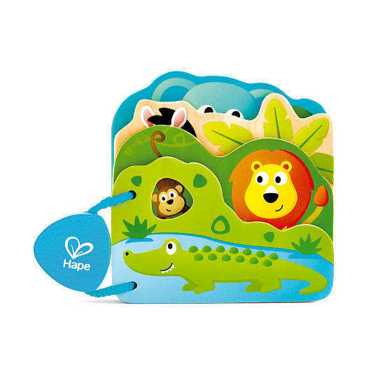 Hape Dřevěná Baby knížka Divočina