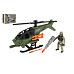 Vojenská sada helikoptéra/vrtulník+voják s doplňky plast v krabici 27x18x12cm