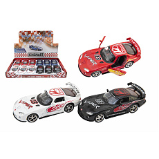 Teddies Auto Kinsmart Dodge Viper GTS-R 1:36 12,5cm kov/plast 4 barvy na zpětné natažení