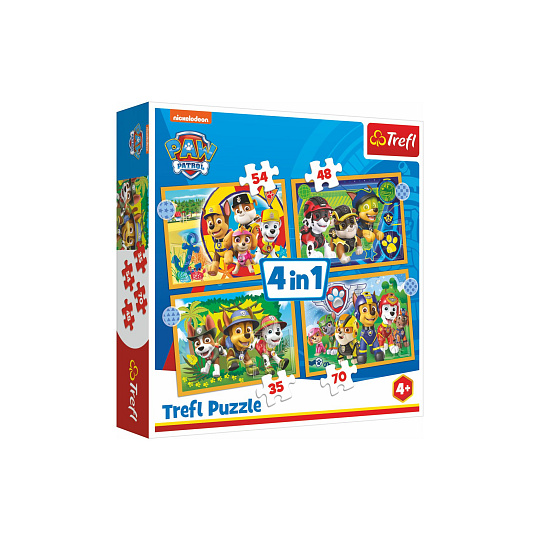 Puzzle 4v1 Prázdniny Tlapková Patrola/Paw Patrol 28,5x20,5cm v krabici 28x28x6cm