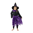 Rappa Dětský kostým čarodějnice s netopýry a kloboukem/Halloween (S)