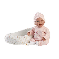 Rappa Llorens 74122 NEW BORN - realistická panenka miminko se zvuky a látkovým tělem - 42 cm