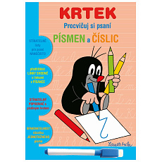 Akim Giochi Preziosi Stíratelný sešit "Procvičuj si písmena a číslice" + stíratelný popisovač - Krtek 1