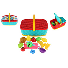 Piknikový košík - ovoce/zelenina krájecí 15ks plast 2 barvy 28x20cm