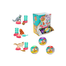 Teddies Míček s překvapením plast 6cm zvířátko s doplňky mix barev