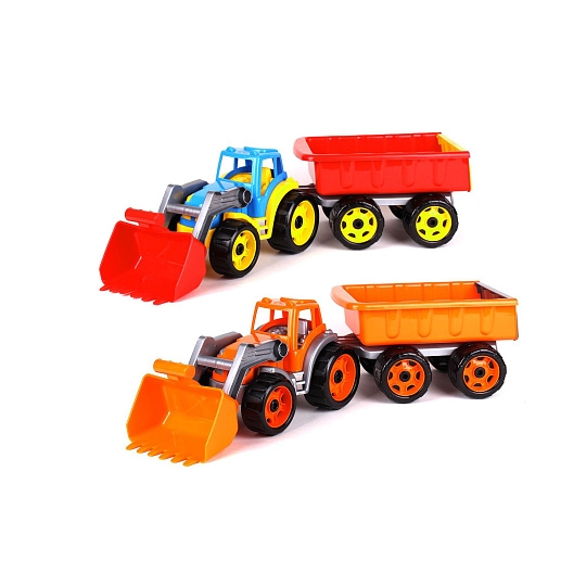 Teddies Traktor/nakladač/bagr s vlekem se lžící plast na volný chod 2 barvy