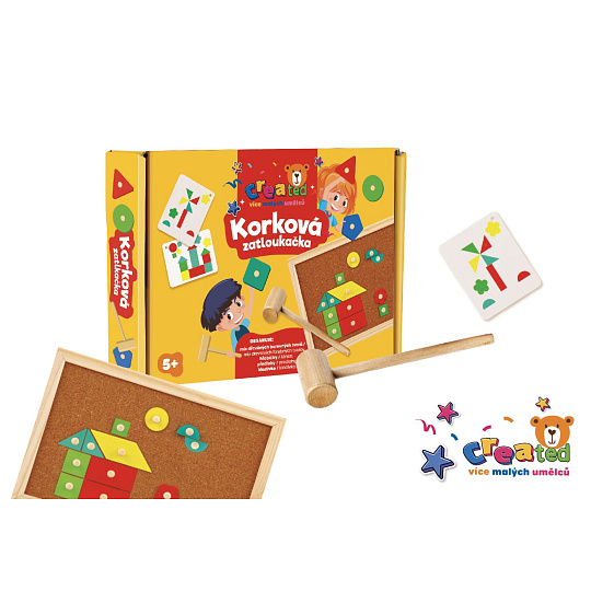 Korková zatloukačka created dřevo s doplňky v krabici 33x24x4,5cm Korková zatloukačka created dřevo s doplňky v krabici 33x24x4,5cm