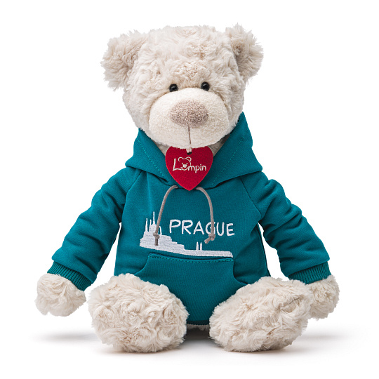 Lumpin Medveď Spencer v modrej mikine Praha, 36cm Lumpin Medveď Spencer v modrej mikine Praha, 36cm