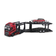 Bburago - STREET FIRE, Kamion s návěsem Multicar Carrier Volvo FH16 + Land Rover LRX Concept, 1:43