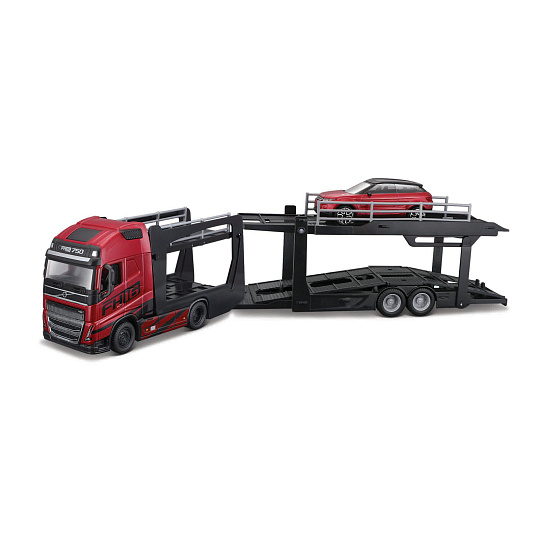 Bburago - STREET FIRE, Kamion s návěsem Multicar Carrier Volvo FH16 + Land Rover LRX Concept, 1:43