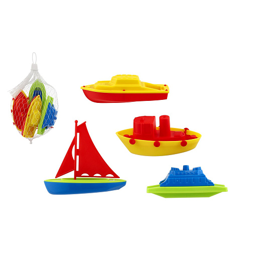 Teddies Sada do vany lodičky 4ks plast v síťce 10x13cm 18m+