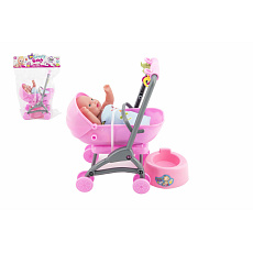 Miminko/panenka kloubová 12cm v kočárku 10x14x18cm plast s doplňky v sáčku Miminko/panenka kloubová 12cm v kočárku 10x14x18cm plast s doplňky v sáčku