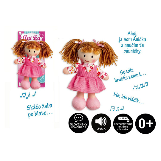 Panenka Anička hadrová plyš 20cm slovensky mluvící na kartě Panenka Anička hadrová plyš 20cm slovensky mluvící na kartě