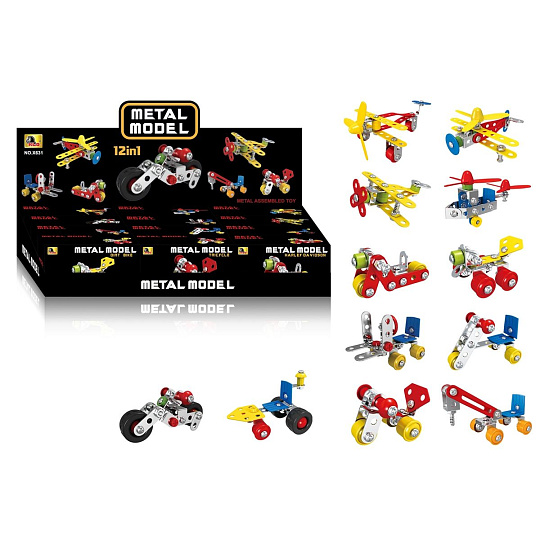 Teddies Stavebnice dopravní prostředek kov/plast v krabičce 11x6cm mix druhů