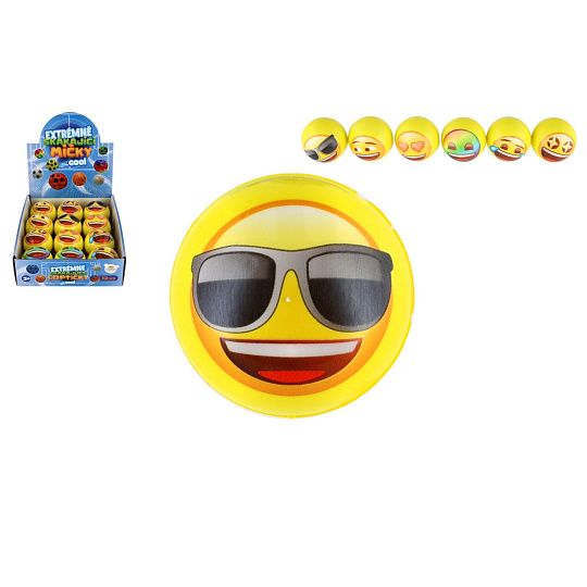 Teddies Míček extrémně skákací smajlík pěnový 6cm mix druhů v sáčku 12 ks v boxu