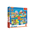 Puzzle 4v1 Štěňata v běhu Tlapková patrola/Paw Patrol 28,5x20,5cm v krabici 28x28x6cm