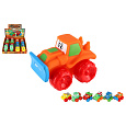 Teddies Auto stavební pro nejmenší plast 7x7cm na volný chod mix druhů 12ks v boxu 18m+