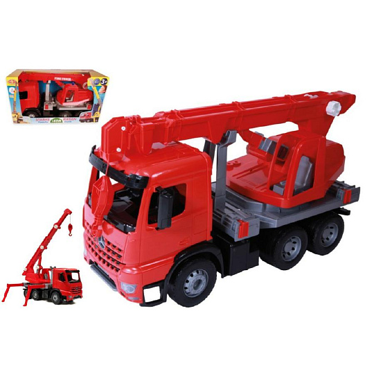 Lena Auto jeřáb Giga Trucks plast 70cm 3-osý Mercedes Actros v krabici