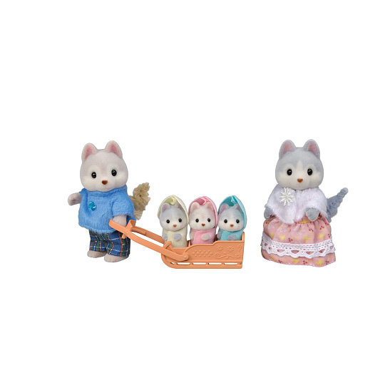 Sylvanian Families 5636 Rodina Husky s trojčaty