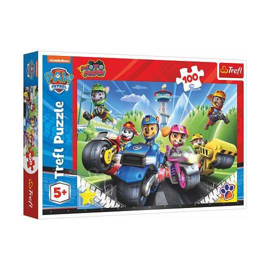 Puzzle Tlapková patrola na motorkách/Paw patrol 100 dílků 41x27,5cm v krabici 29x19x4cm