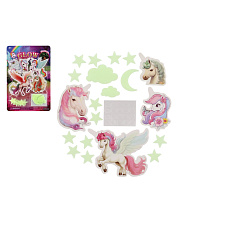 Jednorožci na zeď/stop svítící ve tmě papír/plast 2 druhy na kartě