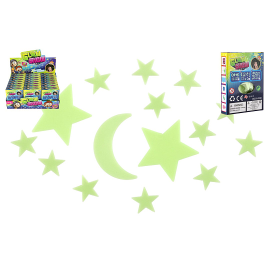 Tvary svítící ve tmě plast v krabičce 9x12x2,5cm 24ks v boxu Tvary svítící ve tmě plast v krabičce 9x12x2,5cm 24ks v boxu