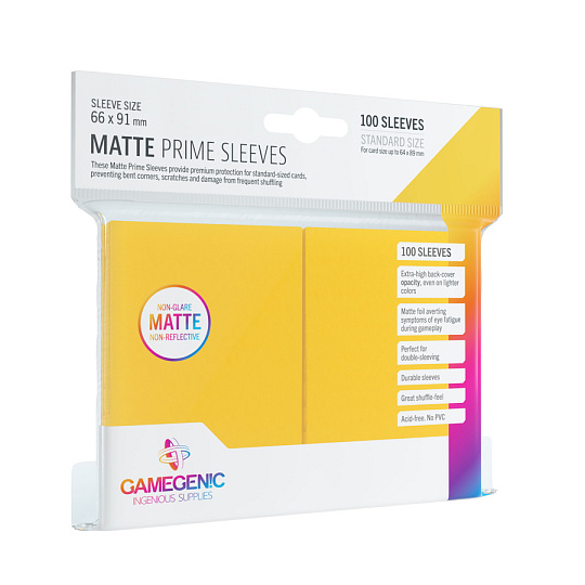 Gamegenic: 66x91mm Matte Prime Sleeves Yellow (100) Gamegenic: 66x91mm Matte Prime Sleeves Yellow (100)