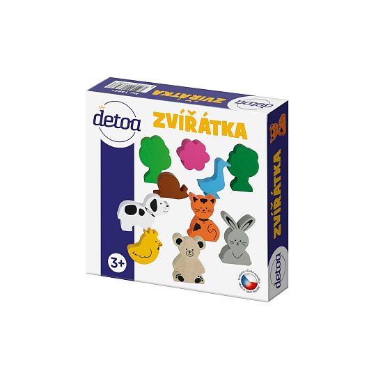 Sada dřevěných zvířátek 10ks v krabičce 15x15x4cm Sada dřevěných zvířátek 10ks v krabičce 15x15x4cm