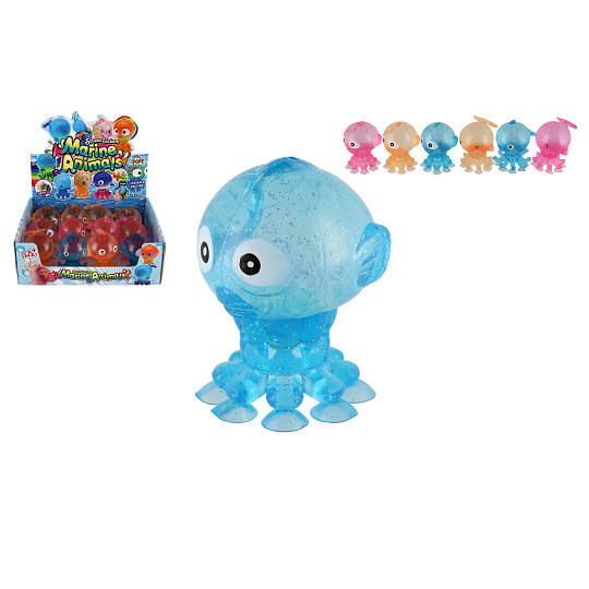 Teddies Zvířátko mořské antistresové mačkací s přísavkami silikon 9x6cm 3 barvy