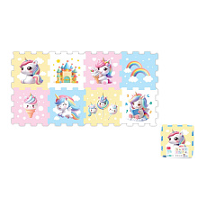 Pěnové puzzle jednorožec 30x30x1cm 8ks ve fólii 10m+