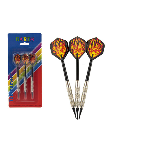 Házecí šipky 3ks kov/plast 15cm s plamenem plastový hrot na kartě 11x25cm Házecí šipky 3ks kov/plast 15cm s plamenem plastový hrot na kartě 11x25cm