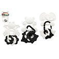 Profibaby Kousátka zvířátka + přívěsky plast černobílé 9cm 4 druhy v sáčku 0m+