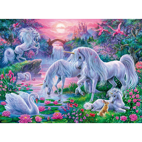 Ravensburger dětské puzzle Jednorožci při západu slunce 150 XXL dílků