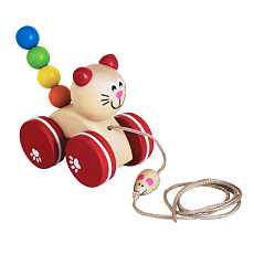Kočka/Kočička tahací s myškou dřevo v krabičce 13x11x8cm 12m+ Kočka/Kočička tahací s myškou dřevo v krabičce 13x11x8cm 12m+
