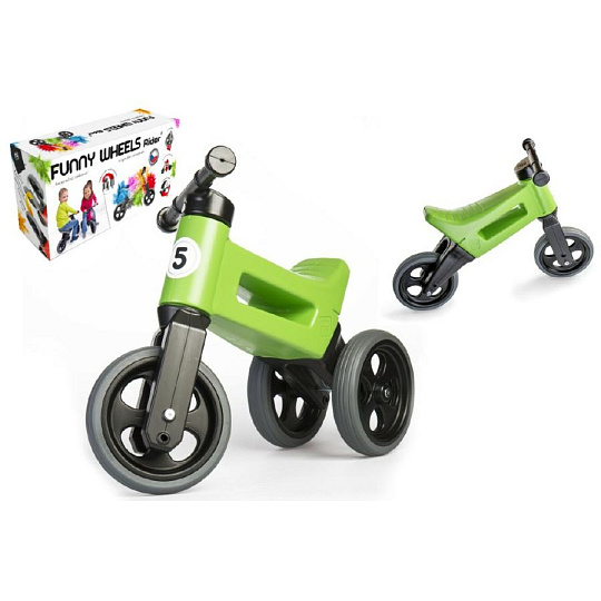 Odrážedlo FUNNY WHEELS Rider Sport zelené 2v1, výška sedla 28/30cm nosnost 25kg 18m+ v krabici