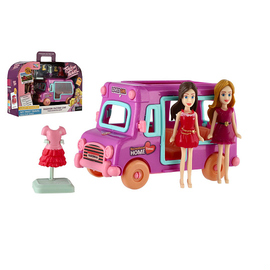 Panenky 2ks + auto plast s doplňky v krabici 23x17x8cm Panenky 2ks + auto plast s doplňky v krabici 23x17x8cm