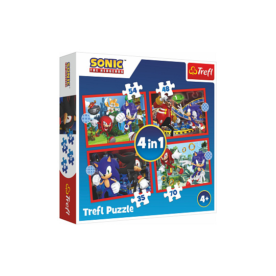 Trefl Puzzle 4v1 Sonic/Sonic The Hedgehog 28,5x20,5cm v krabici 28x28x6cm Trefl Puzzle 4v1 Sonic/Sonic The Hedgehog 28,5x20,5cm v krabici 28x28x6cm