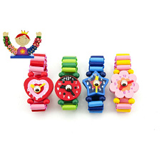 teddies Wiky Hodinky dřevo náramkové 7cm asst 4 druhy