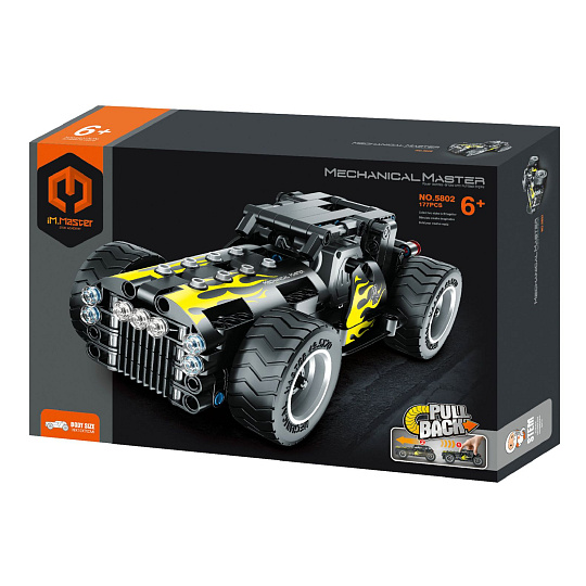 Stavebnice iM.MASTER auto na zpětné natažení plast 177 dílků v krabici 29x20x6cm