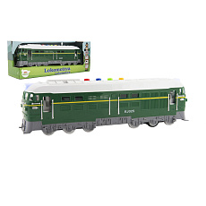 Lokomotiva/Vlak zelená plast 35cm na baterie se zvukem se světlem v krabici 41x16x12cm