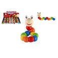 Teddies Červík/housenka kloubový dřevo 18cm barevný v sáčku