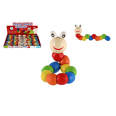 Teddies Červík/housenka kloubový dřevo 18cm barevný v sáčku