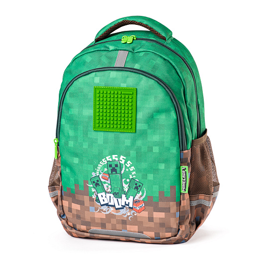 PIXIE CREW  Školní batoh dvoukomorový, 2 zipy, Minecraft