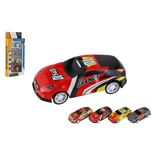 Auto závodní 4ks mini na volný chod mix barev v krabičce