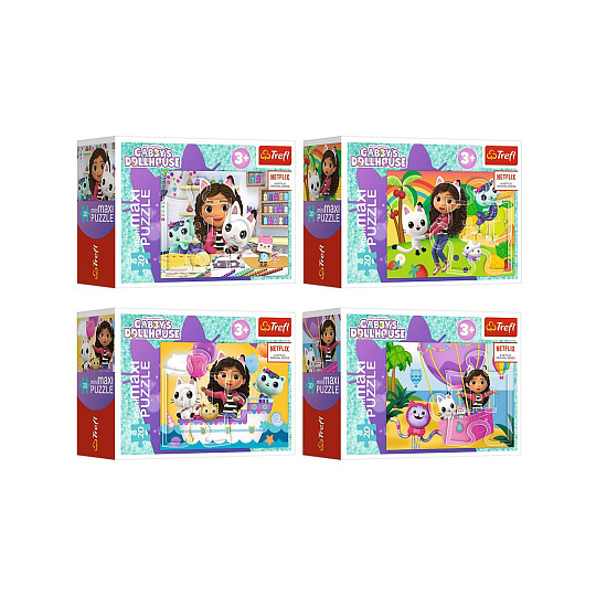 Trefl Minipuzzle miniMaxi 20 dílků Gabbyin pestrý den/Gabby´s Dollhouse 4 druhy