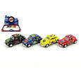 Auto Kinsmart VW Classical Beetle kov/plast 13cm na zpětné natažení 4 barvy 12ks v boxu
