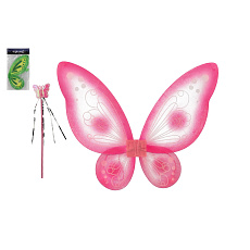 Křídla motýlí s hůlkou nylon 2 barvy v sáčku 30,5x46x1cm karneval