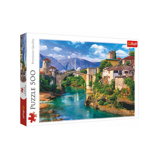 Puzzle Starý most v Mostaru, Bosna a Hercegovina 500 dílků 48x34cm v krabici 40x26,5x4,5cm