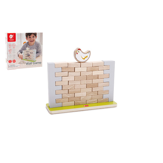 Teddies Skládanka stavebnice cihlová zeď dřevo 44ks v krabici 26x24,5x4cm
