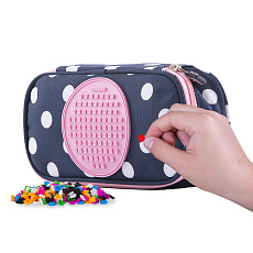 PIXIE CREW studentský penál MODRÝ S BÍLÝM PUNTÍKEM